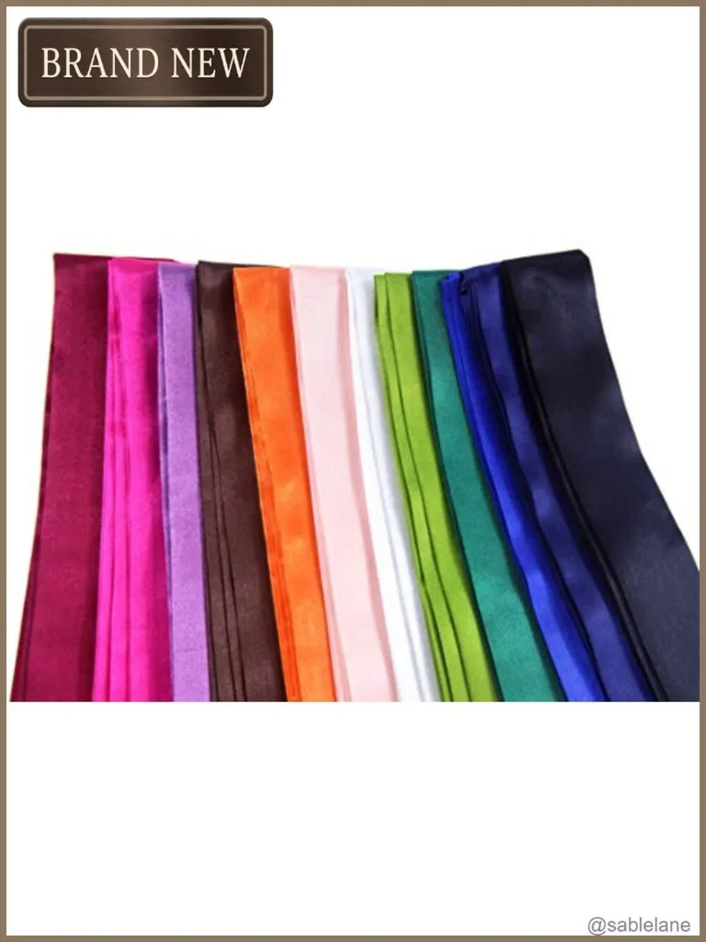 12 Silk Feel Satin Hair Ties Scarf Set Handbag Accessories Neck Tie